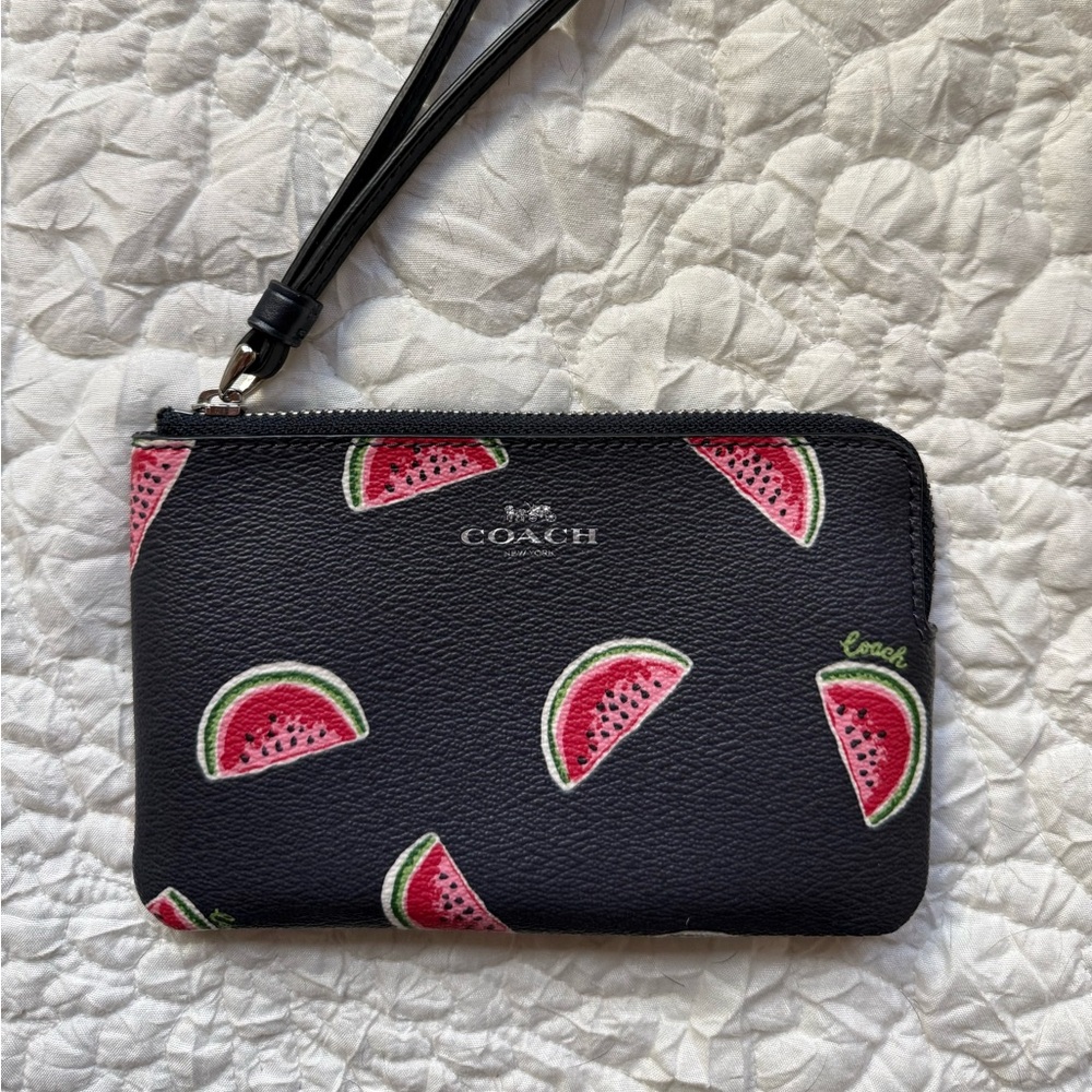 Coach Black Wristlet with Watermelon Design